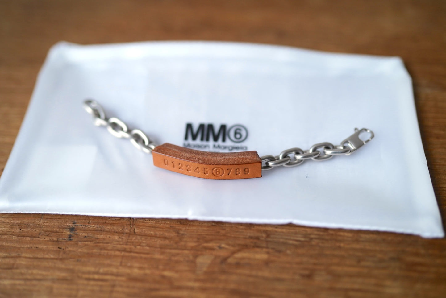 24AW Silver Chain Bracelet レザーIDブレスレット / MM6(エムエムシックス)