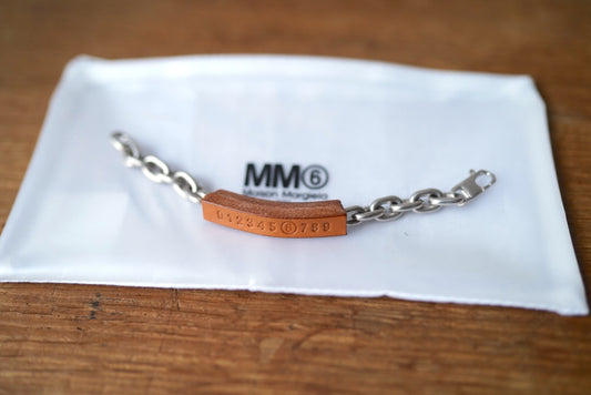 24AW Silver Chain Bracelet レザーIDブレスレット / MM6(エムエムシックス)