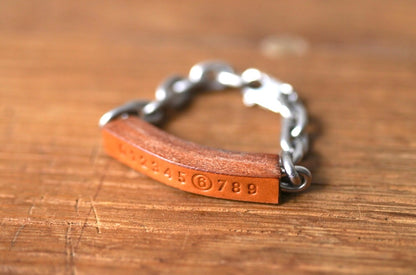 24AW Silver Chain Bracelet レザーIDブレスレット / MM6(エムエムシックス)