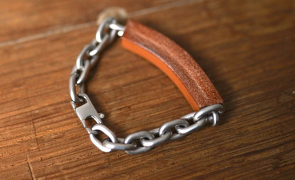 24AW Silver Chain Bracelet レザーIDブレスレット / MM6(エムエムシックス)