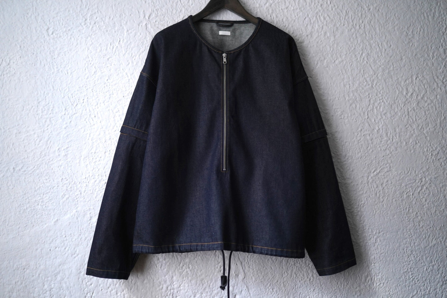 22SS ZIP PULLOVER JACKET ノーカラーデニムジャケット / SEEALL(シーオール)