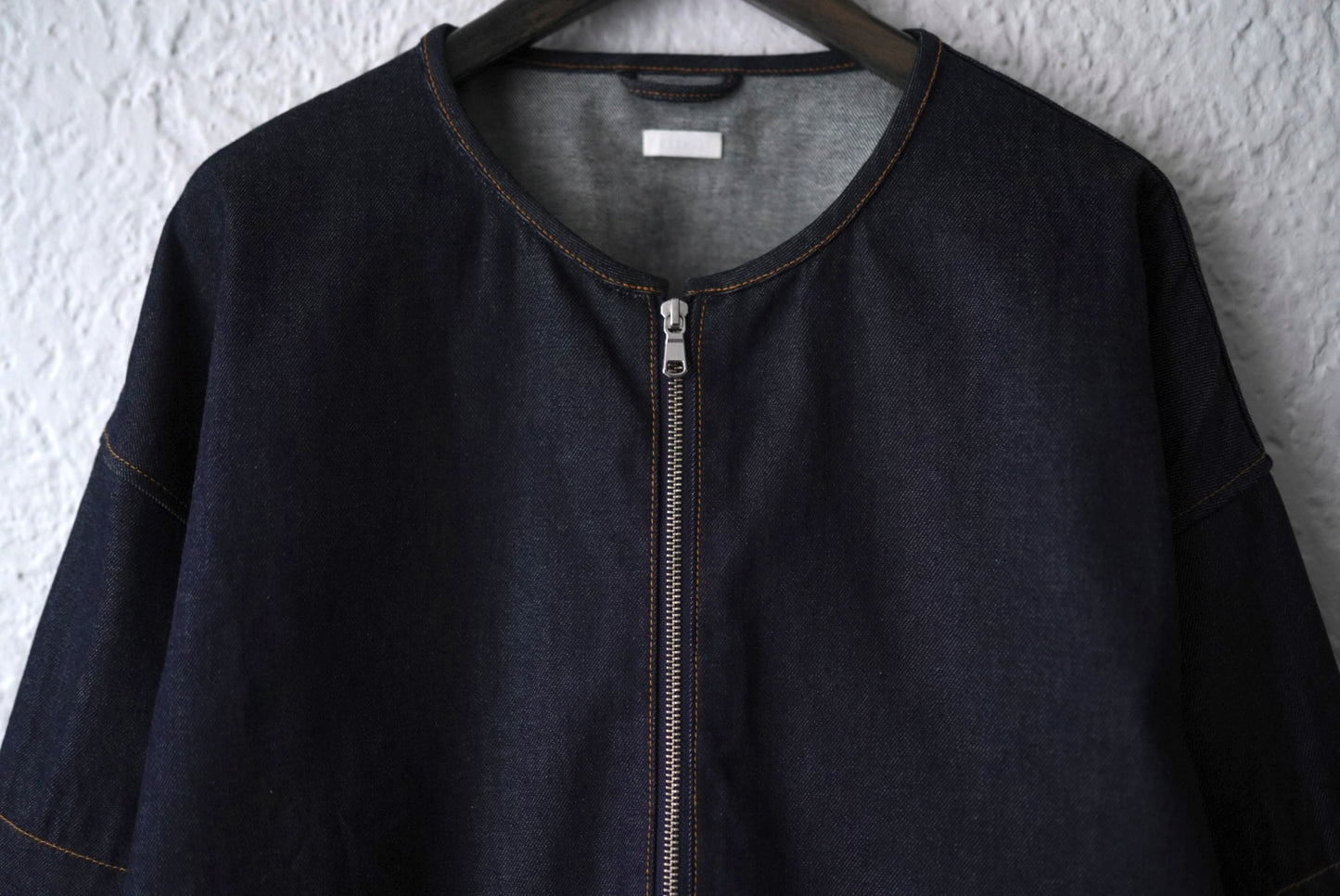 22SS ZIP PULLOVER JACKET ノーカラーデニムジャケット / SEEALL(シーオール)