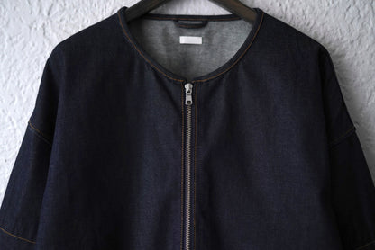 22SS ZIP PULLOVER JACKET ノーカラーデニムジャケット / SEEALL(シーオール)
