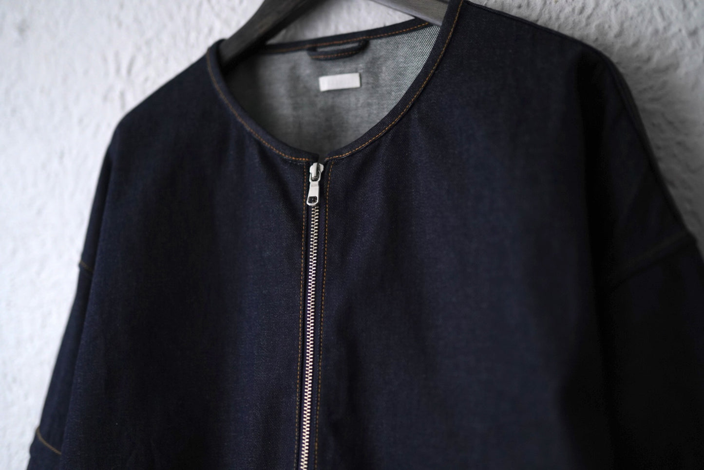 22SS ZIP PULLOVER JACKET ノーカラーデニムジャケット / SEEALL(シーオール)