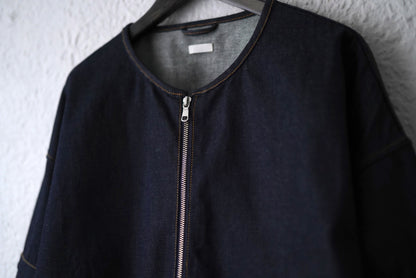 22SS ZIP PULLOVER JACKET ノーカラーデニムジャケット / SEEALL(シーオール)