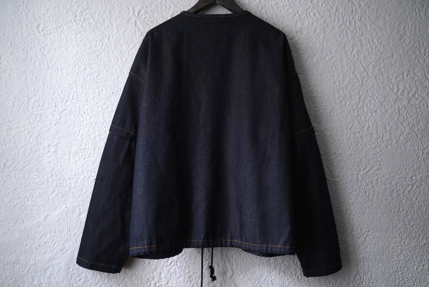 22SS ZIP PULLOVER JACKET ノーカラーデニムジャケット / SEEALL(シーオール)
