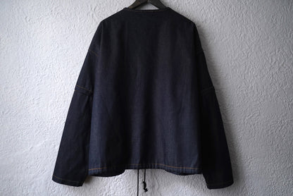 22SS ZIP PULLOVER JACKET ノーカラーデニムジャケット / SEEALL(シーオール)