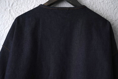 22SS ZIP PULLOVER JACKET ノーカラーデニムジャケット / SEEALL(シーオール)