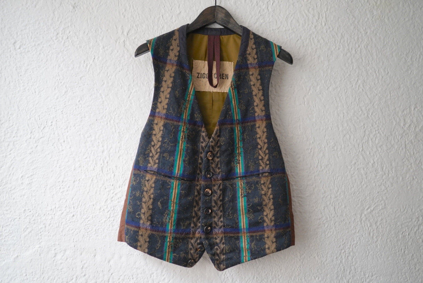 18AW ウールリネンジャガードベスト ジレ / ZIGGY CHEN(ジギーチェン)