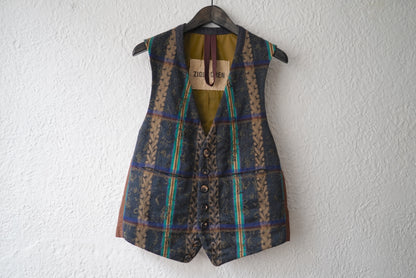 18AW ウールリネンジャガードベスト ジレ / ZIGGY CHEN(ジギーチェン)