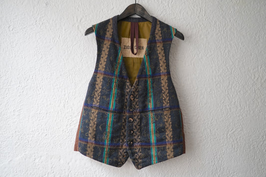 18AW ウールリネンジャガードベスト ジレ / ZIGGY CHEN(ジギーチェン)