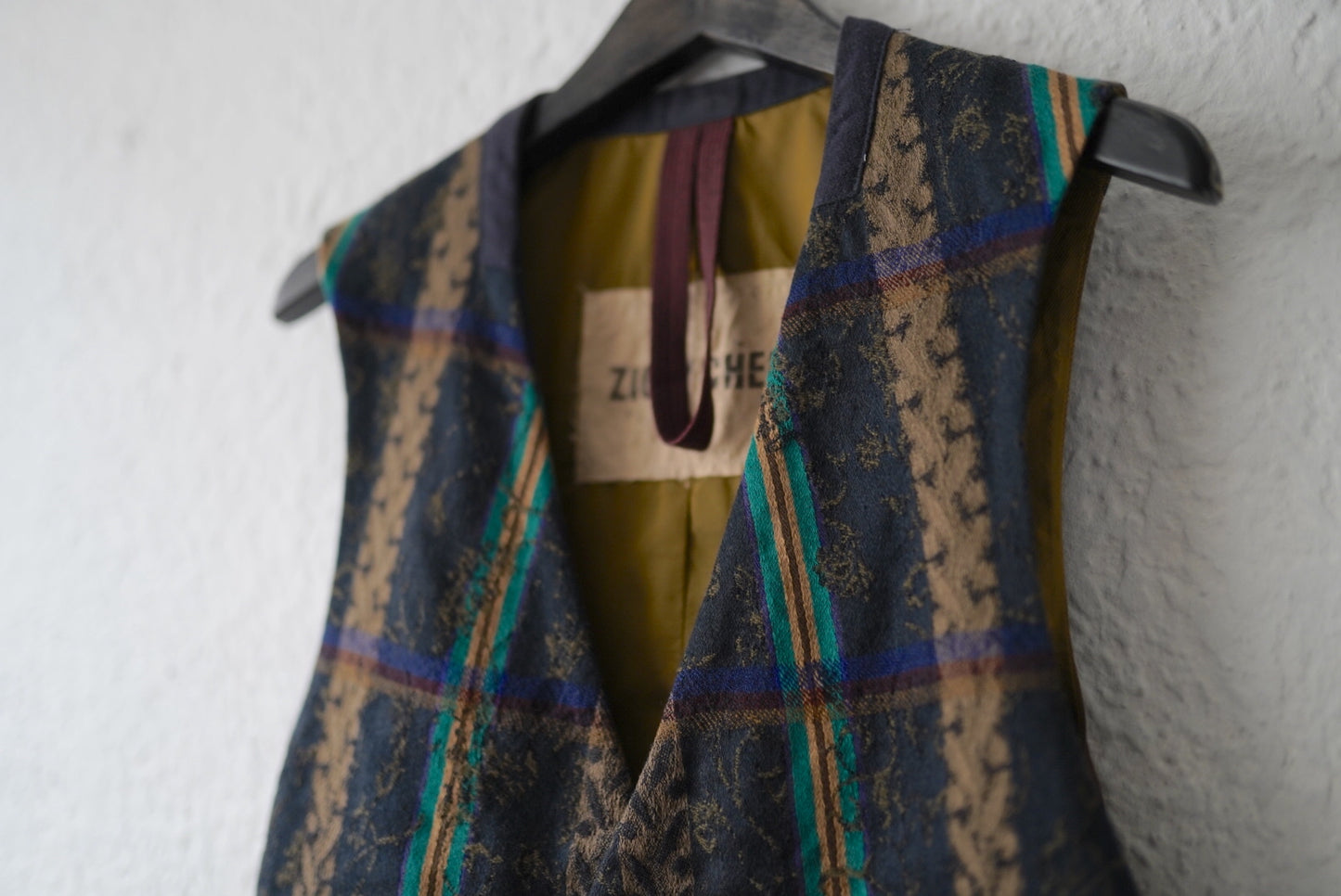 18AW ウールリネンジャガードベスト ジレ / ZIGGY CHEN(ジギーチェン)