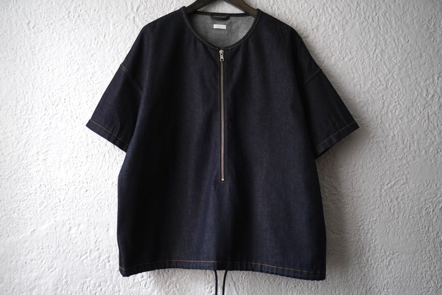 22SS ZIP PULLOVER JACKET ノーカラーデニムジャケット / SEEALL(シーオール)