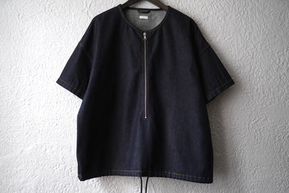 22SS ZIP PULLOVER JACKET ノーカラーデニムジャケット / SEEALL(シーオール)