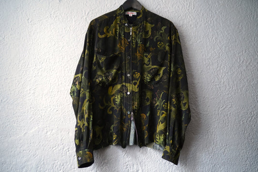 22SS GRANNY ZIP-UP SHIRTS 総柄シルクジップアップシャツ / MASU(エムエーエスユー)