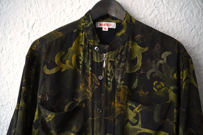 22SS GRANNY ZIP-UP SHIRTS 総柄シルクジップアップシャツ / MASU(エムエーエスユー)