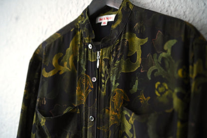 22SS GRANNY ZIP-UP SHIRTS 総柄シルクジップアップシャツ / MASU(エムエーエスユー)