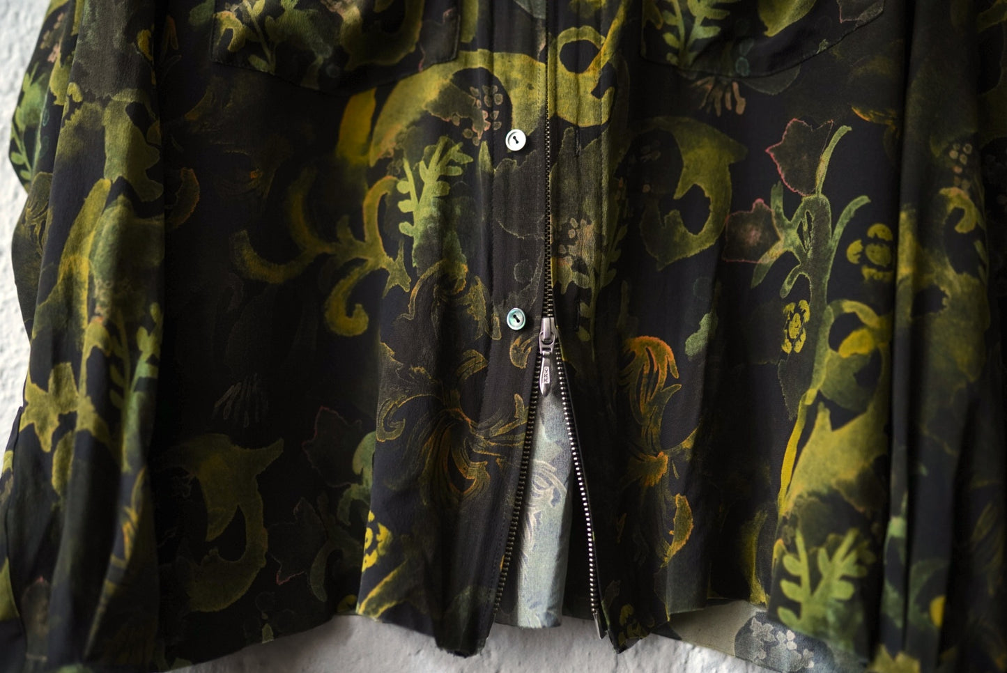22SS GRANNY ZIP-UP SHIRTS 総柄シルクジップアップシャツ / MASU(エムエーエスユー)