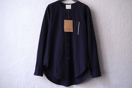 24SS Raw Cut No Collar Narrow Shirt コットンノーカラーシャツ / Araki Yuu(アラキユウ)