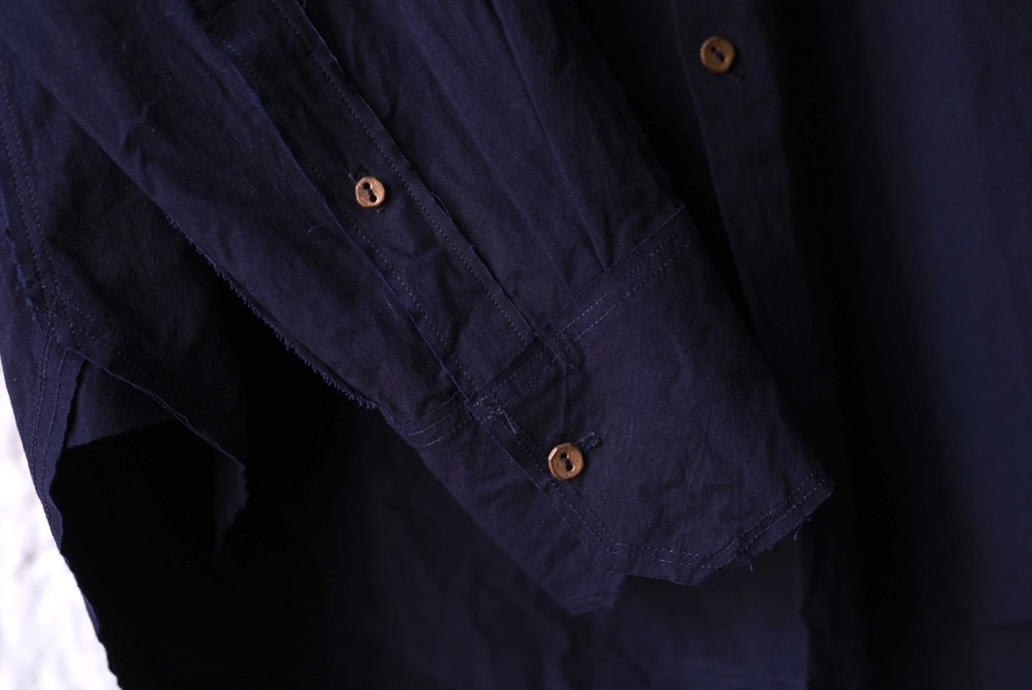 24SS Raw Cut No Collar Narrow Shirt コットンノーカラーシャツ / Araki Yuu(アラキユウ)