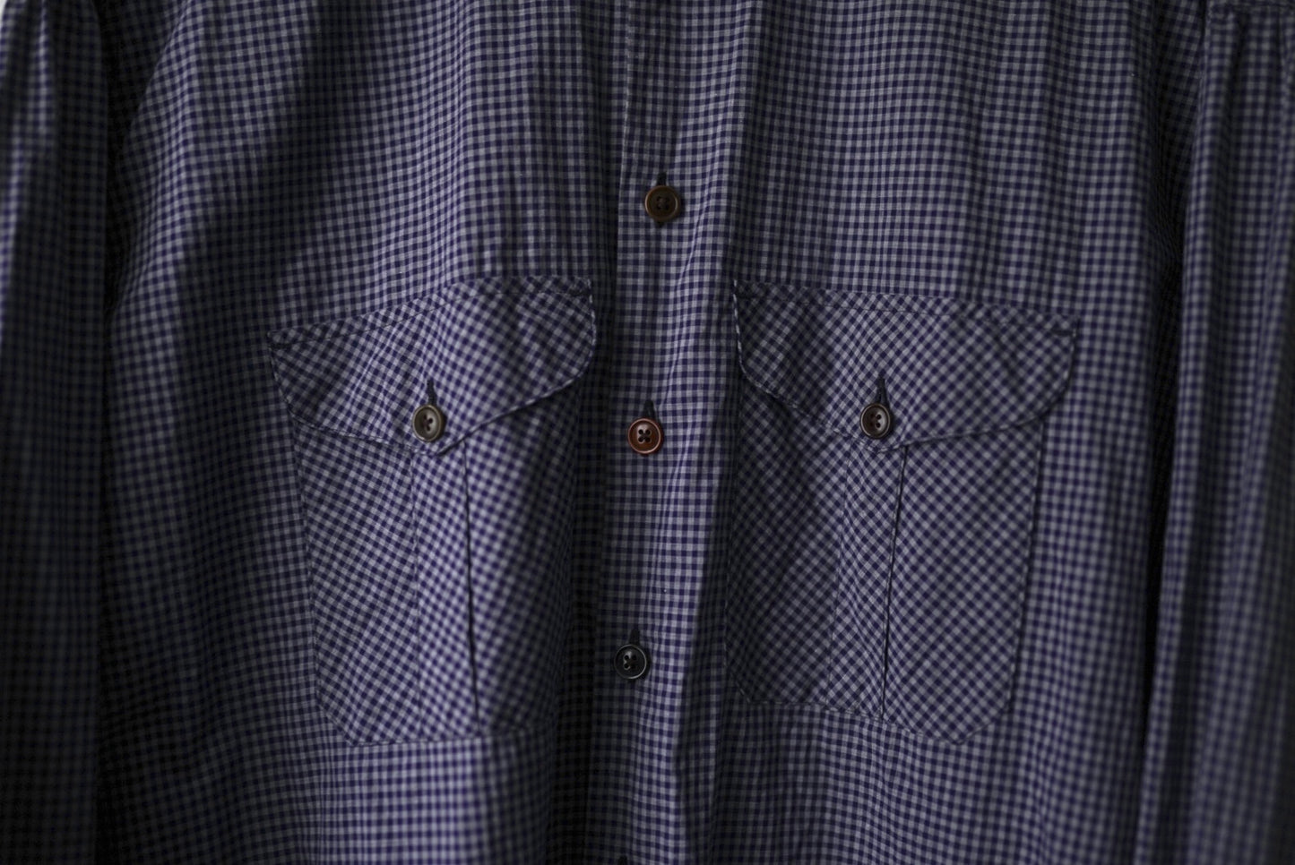 24SS French Stand Collar Work Shirts バンドカラーオーバーサイズチェックシャツ / the Crooked Tailor(ザ クルーキッドテーラー)