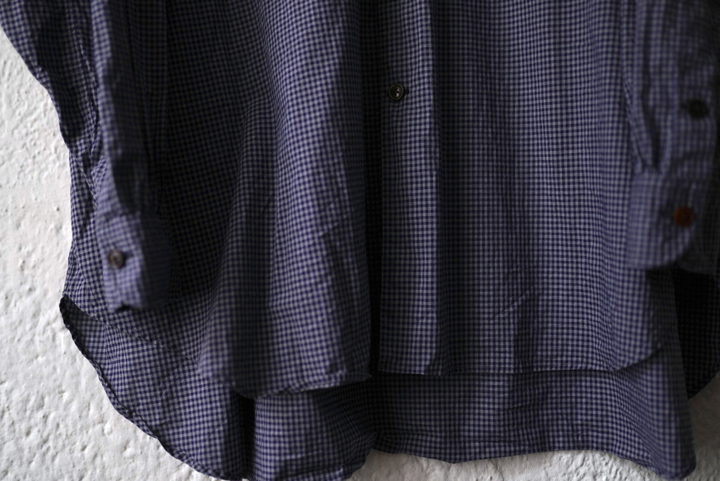 24SS French Stand Collar Work Shirts バンドカラーオーバーサイズチェックシャツ / the Crooked Tailor(ザ クルーキッドテーラー)