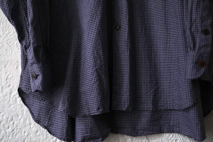 24SS French Stand Collar Work Shirts バンドカラーオーバーサイズチェックシャツ / the Crooked Tailor(ザ クルーキッドテーラー)