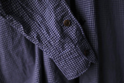 24SS French Stand Collar Work Shirts バンドカラーオーバーサイズチェックシャツ / the Crooked Tailor(ザ クルーキッドテーラー)