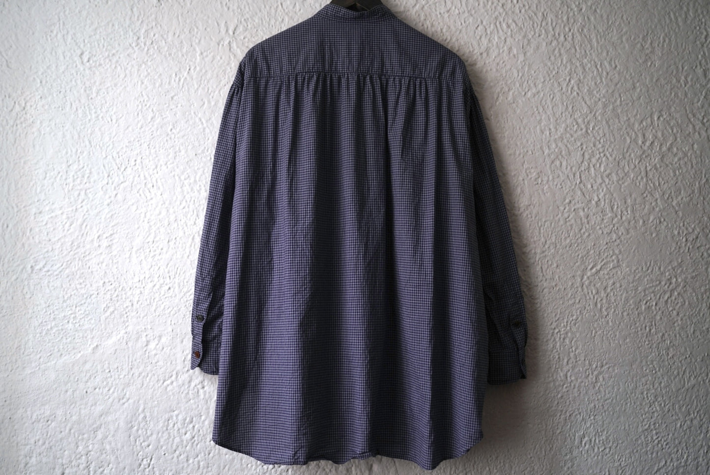 24SS French Stand Collar Work Shirts バンドカラーオーバーサイズチェックシャツ / the Crooked Tailor(ザ クルーキッドテーラー)