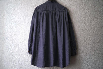 24SS French Stand Collar Work Shirts バンドカラーオーバーサイズチェックシャツ / the Crooked Tailor(ザ クルーキッドテーラー)
