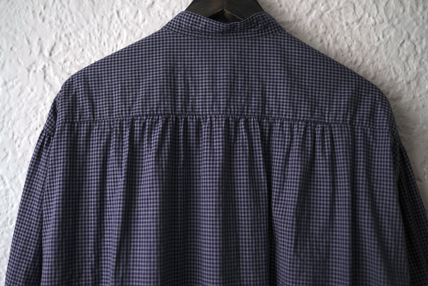 24SS French Stand Collar Work Shirts バンドカラーオーバーサイズチェックシャツ / the Crooked Tailor(ザ クルーキッドテーラー)