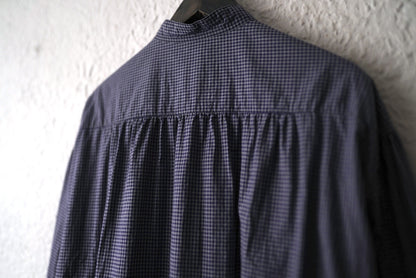 24SS French Stand Collar Work Shirts バンドカラーオーバーサイズチェックシャツ / the Crooked Tailor(ザ クルーキッドテーラー)
