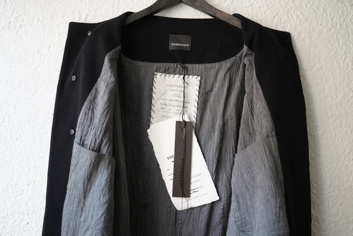 19AW LINE WOOLEN COAT ノーカラーコート / SOSNOVSKA(ソスノブスカ)