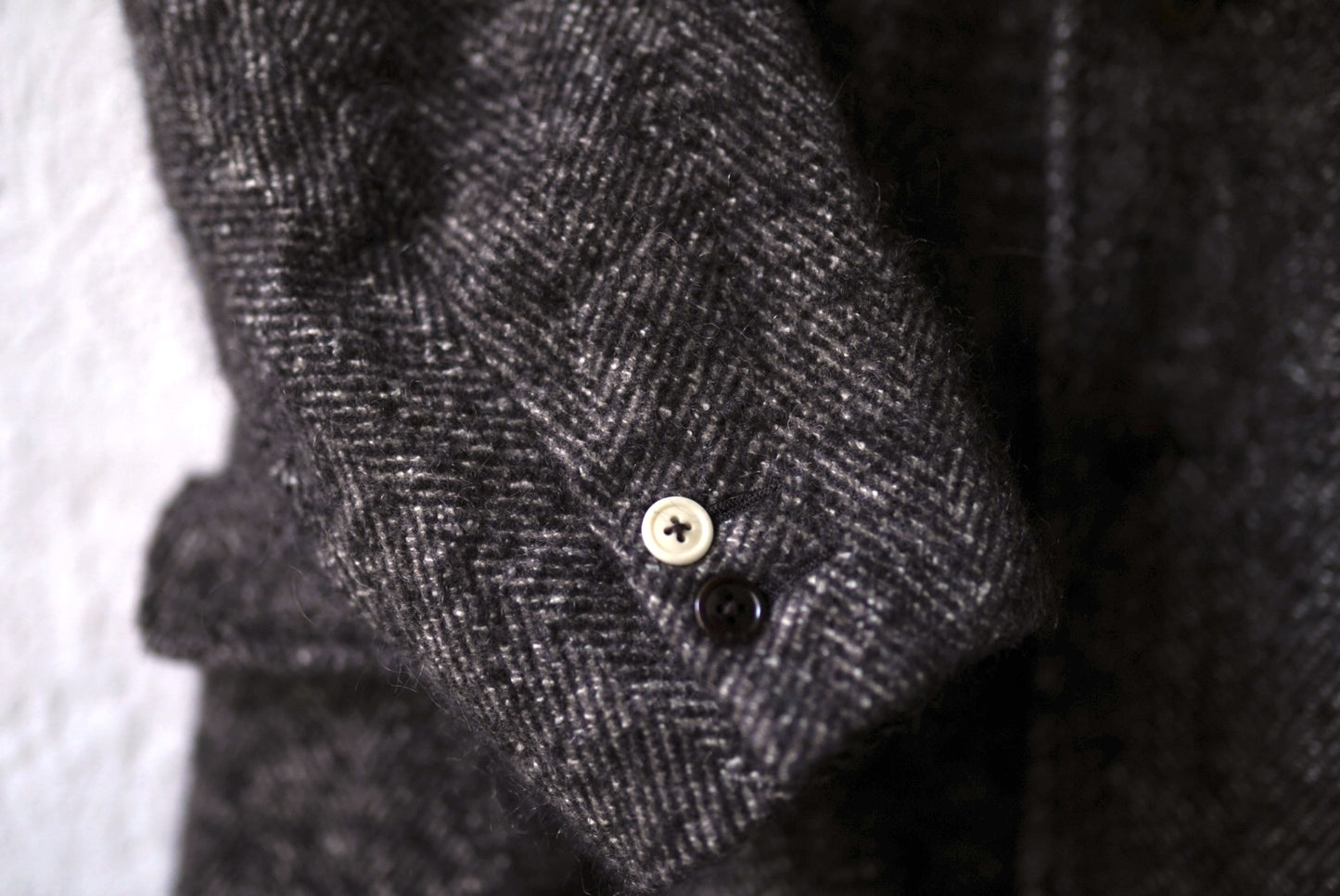 18AW Long Pilgrim Coat ウールヘリンボーンオーバーコート / the Crooked Tailor(ザ クルーキッドテーラー)