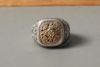 GR18 Mediterranean Round Shape Ring Square シルバーリング K18 / Gerochristo(ジェロクリスト)