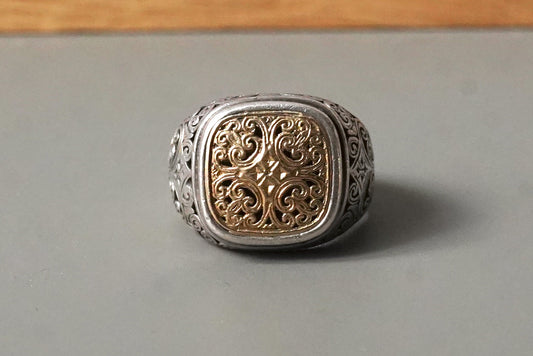 GR18 Mediterranean Round Shape Ring Square シルバーリング K18 / Gerochristo(ジェロクリスト)