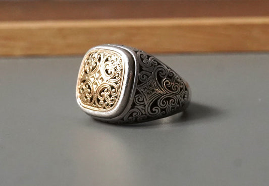 GR18 Mediterranean Round Shape Ring Square シルバーリング K18 / Gerochristo(ジェロクリスト)