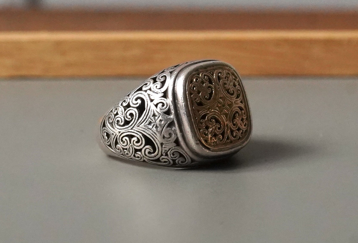 GR18 Mediterranean Round Shape Ring Square シルバーリング K18 / Gerochristo(ジェロクリスト)