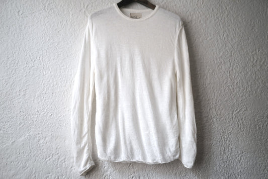 2重クルーネックニットセーター 長袖Tシャツ / Kenland Linen(ケンランドリネン)