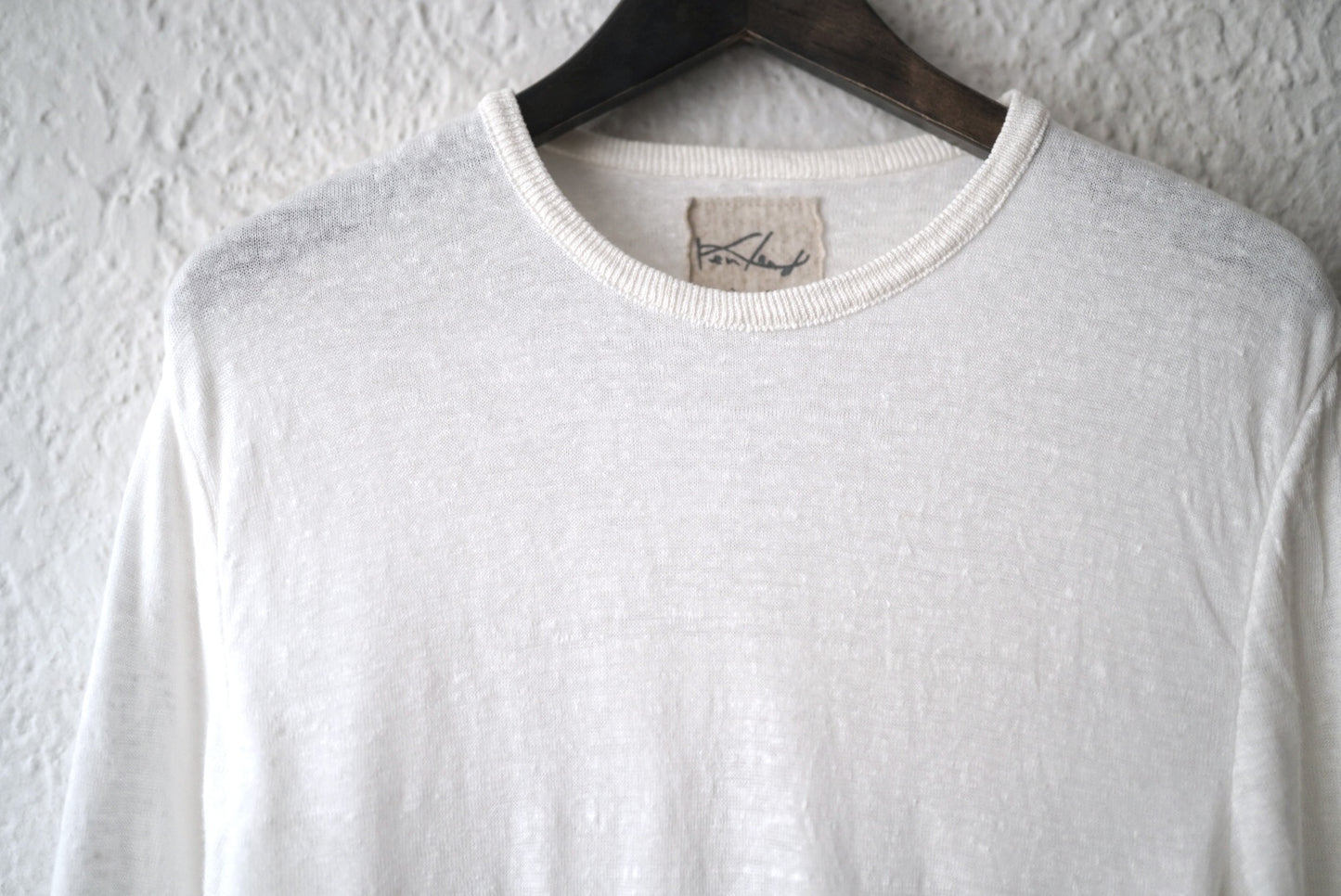 2重クルーネックニットセーター 長袖Tシャツ / Kenland Linen(ケンランドリネン)