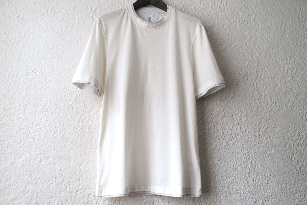 リネンコットンクルーネック半袖Tシャツ / BRUNELLO CUCINELLI(ブルネロクチネリ)