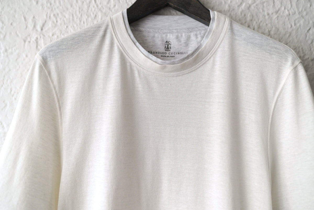 リネンコットンクルーネック半袖Tシャツ / BRUNELLO CUCINELLI(ブルネロクチネリ)