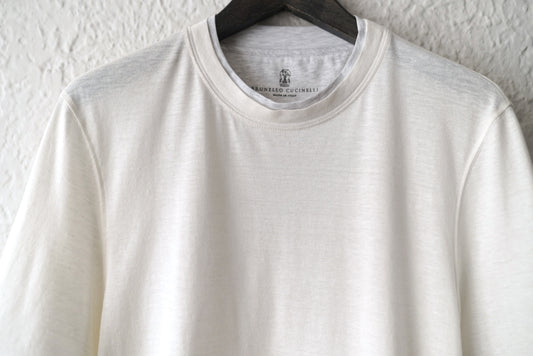 リネンコットンクルーネック半袖Tシャツ / BRUNELLO CUCINELLI(ブルネロクチネリ)