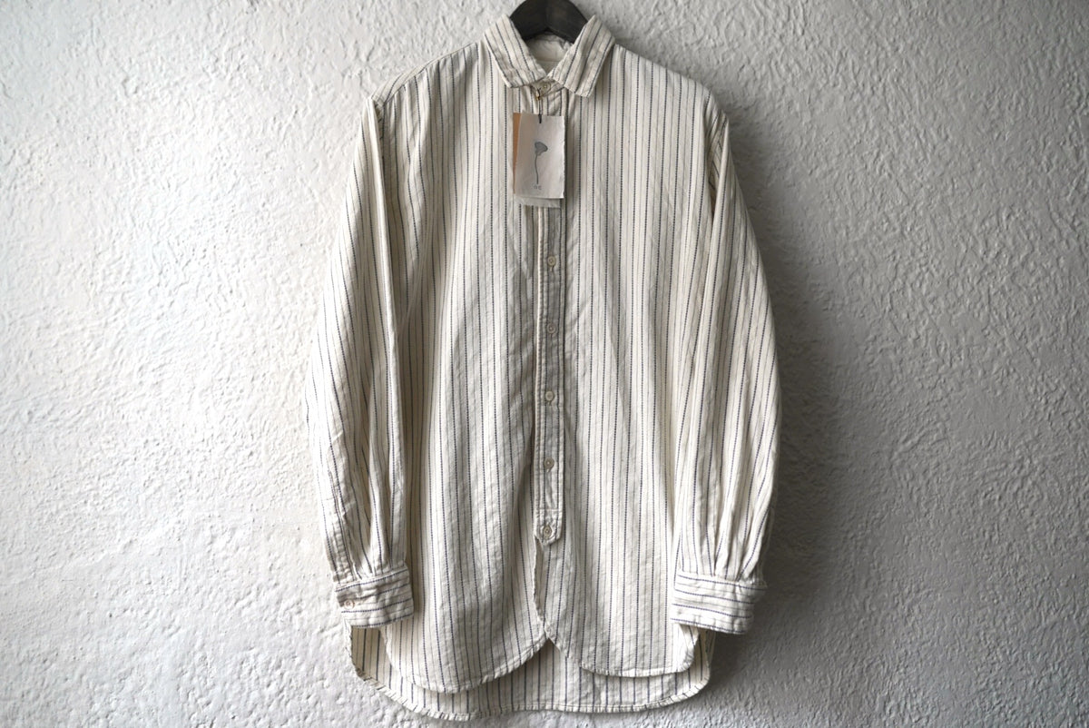 22SS SCALLOPED SHIRT ヴィンテージフレンチコットンストライプシャツ / OLIVER CHURCH(オリバーチャーチ)