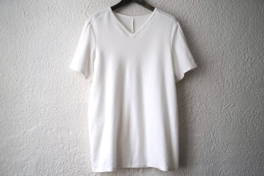 Vネック鹿の子Tシャツ ホワイト / Project by H(プロジェクトバイエイチ)