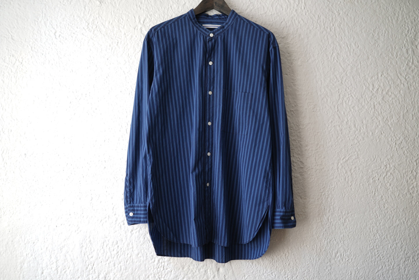 17SS MAO SHIRT II BLUE NAVY STRIPES ストライプマオカラーシャツ / Cristaseya(クリスタセヤ)