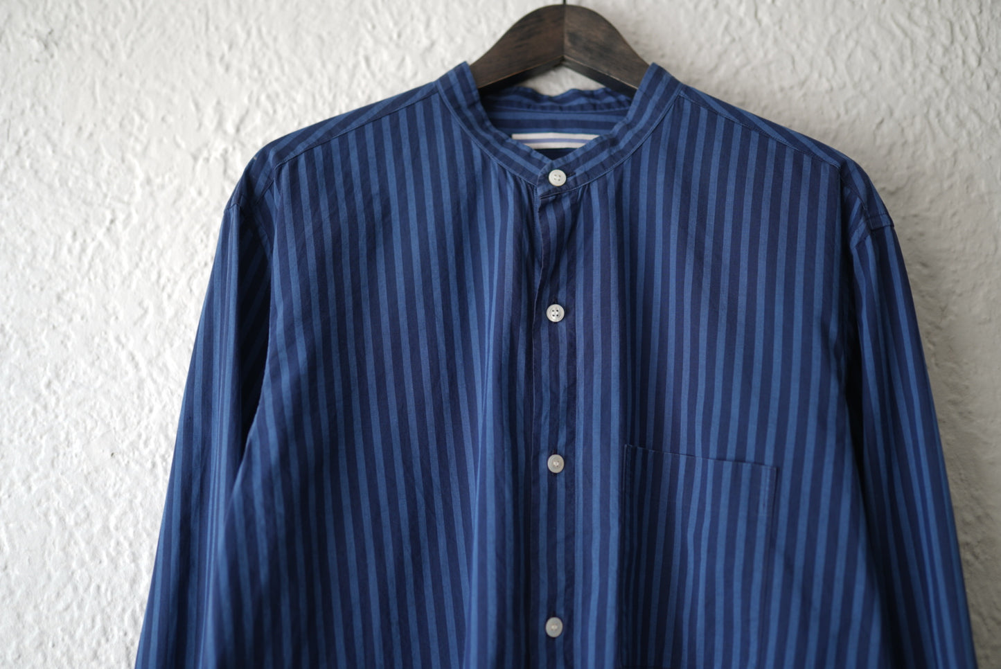 17SS MAO SHIRT II BLUE NAVY STRIPES ストライプマオカラーシャツ / Cristaseya(クリスタセヤ)