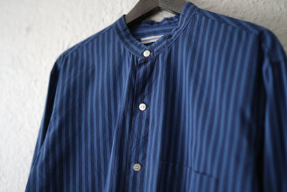 17SS MAO SHIRT II BLUE NAVY STRIPES ストライプマオカラーシャツ / Cristaseya(クリスタセヤ)