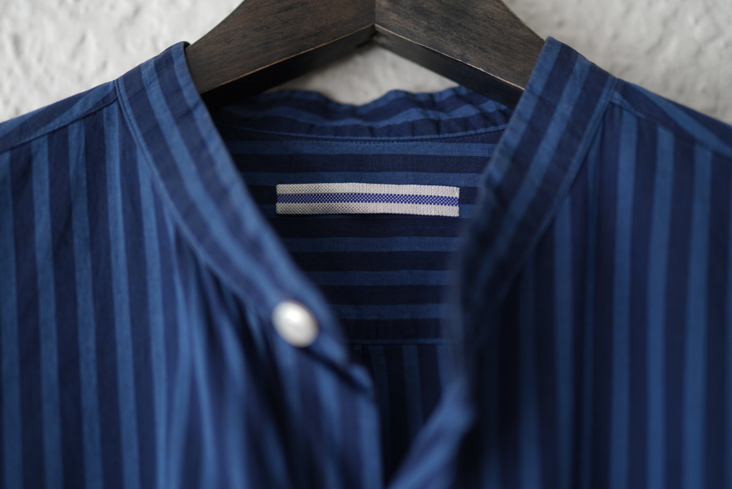17SS MAO SHIRT II BLUE NAVY STRIPES ストライプマオカラーシャツ / Cristaseya(クリスタセヤ)