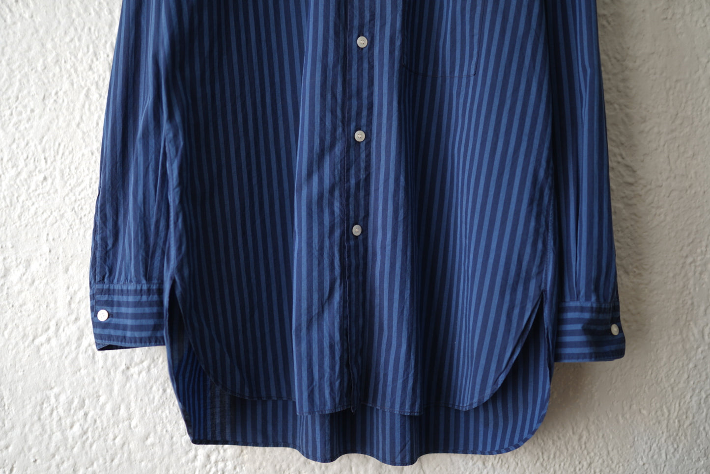 17SS MAO SHIRT II BLUE NAVY STRIPES ストライプマオカラーシャツ / Cristaseya(クリスタセヤ)